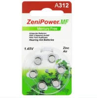 Батарейка для слуховых аппаратов ZeniPower тип 312 (6 шт, блистер)