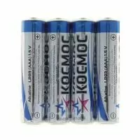 Батарейки мизинчиковые Космос LR03, ААА, 4штуки в упаковке  