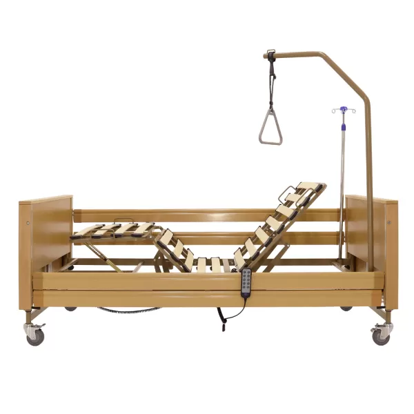 Кровать электрическая MED-MOS YG-1 ЛДСП светлое дерево с деревянными ламелями и регулировкой высоты