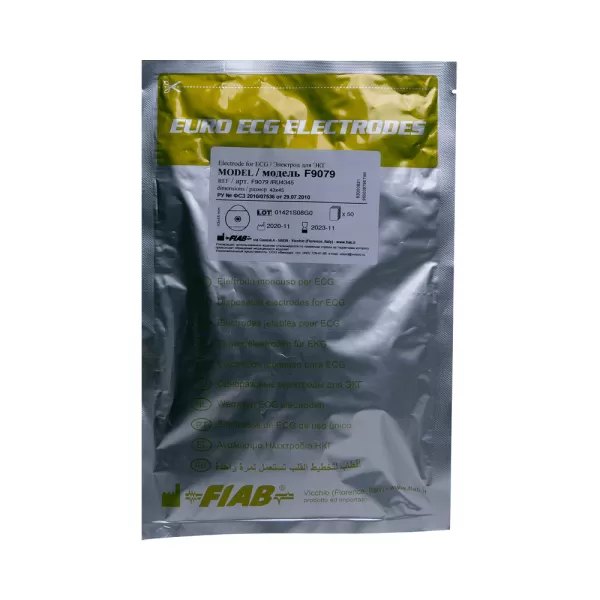 Электрод одноразовый для ЭКГ, размер 43х45мм FIAB F9079/RU4345, упаковка 50 шт, Италия