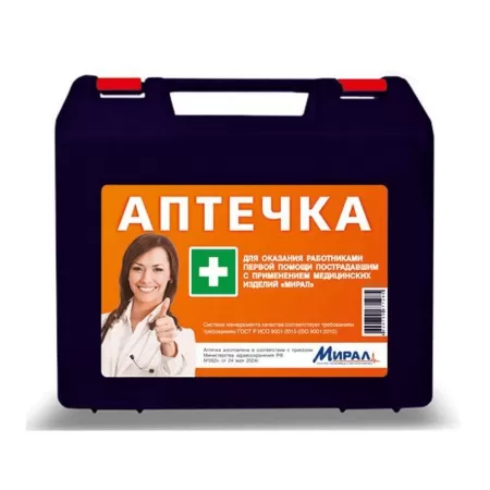 Аптечка Мирал для оказания работниками первой помощи по Приказу 262н от 24.05.2024г., пластиковый футляр