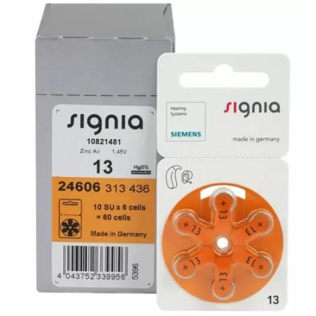 Батарейка для слуховых аппаратов Siemens Signia тип 13 (6 шт, блистер)