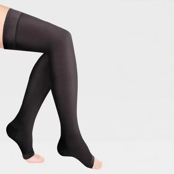 Чулки компрессионные IDEALISTA ID-310 унисекс 2 класс компрессии с открытым носком и гладкой резинкой цвет черный 