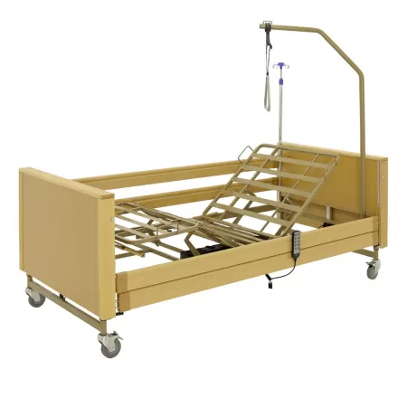 Кровать электрическая MED-MOS YG-1 ЛДСП светлое дерево с металлическими ламелями и регулировкой высоты