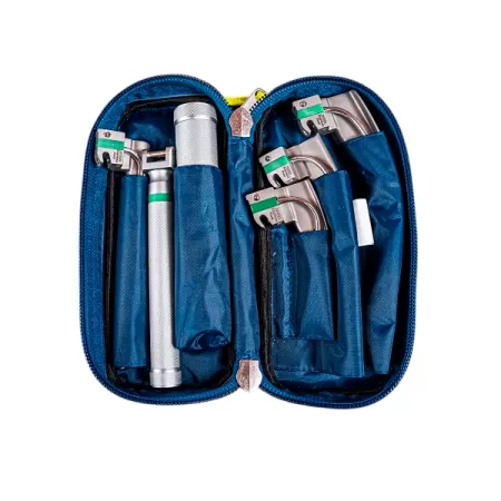 Ларингоскоп волоконно-оптический для экстренной медицины МЕДПЛАНТ ЛЭМ-02/ВО универсальный, 2 рукоятки, 4 клинка, артикул 833