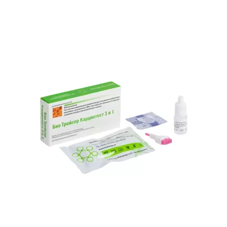 Экспресс-тест БиоТрейсер Кардиотест 3в1 для качественного определения миоглобина, креатинкиназы MB и/или сердечного тропонина I