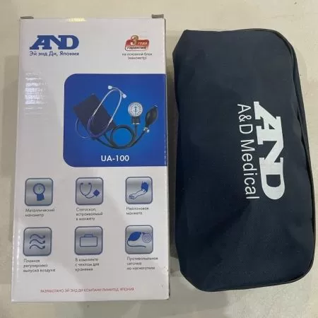 Тонометр механический на плечо AND UA-100 c манжетой 22-32 см и встроенным стетоскопом б/у %