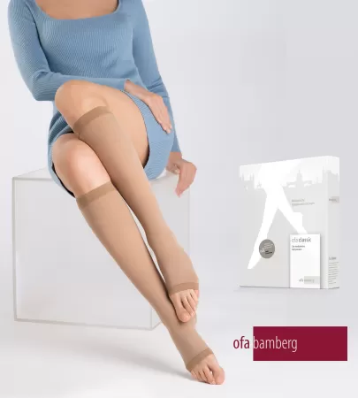 Гольфы компрессионные OFA BAMBERG Classic унисекс с открытым носком 2 класс компрессии цвет бежевый 