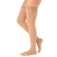 Чулки компрессионные Evolution ТК.930 унисекс 2 класс компрессии с открытым носком и гладкой резинкой цвет бежевый 